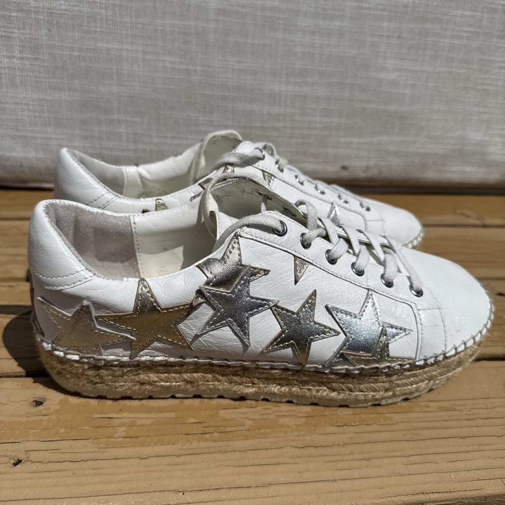 Marc Fisher White Leather MLMAEVEL Espadrille Platform Sneakers Women's  8.5 M